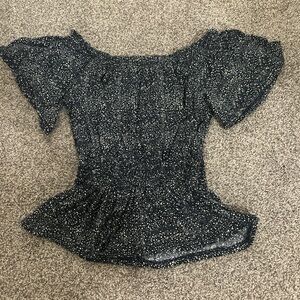 Buckle Black and White Speckled Blouse